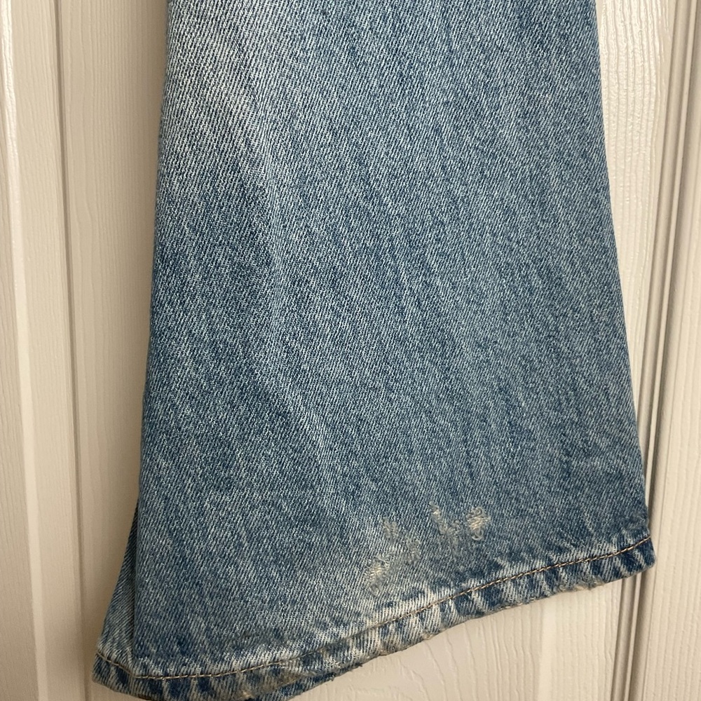 ZARA TRF ripped wide leg rhinestone Jeans Light Wash Distressed - Size US 14 - Picture 9 of 12